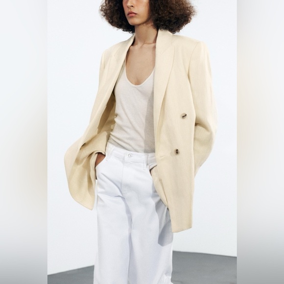 NWT ZARA MINIMAL LINEN BLAZER - Picture 3 of 15